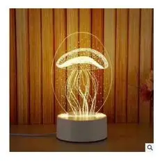 Jellyfish 3D светодиодный Настольный светильник Медуза Сова ночной Светильник ABS+ Смола мульти-дизайн лампа для детей спальня подарок Любовь Медведь светильник - Цвет абажура: Jellyfish