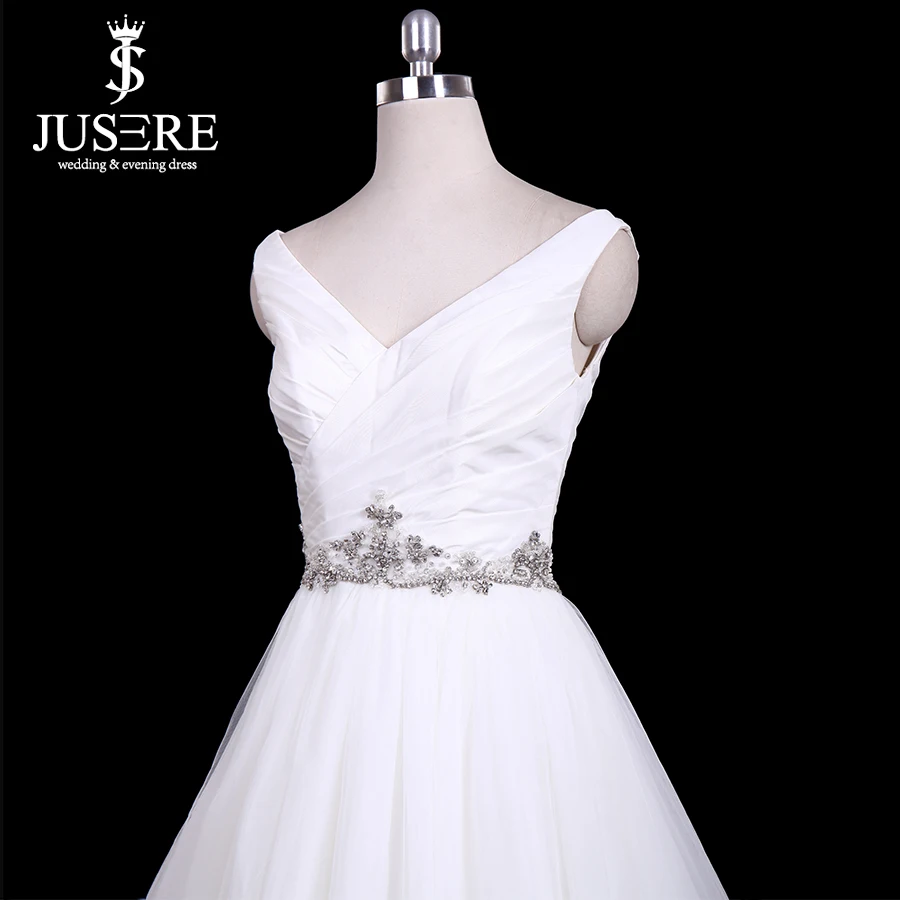 Jusere In stock Cheap A Line Tulle Bridal Dresses Crystals Waist &amp Back Wedding Fast Shipping | Свадьбы и торжества