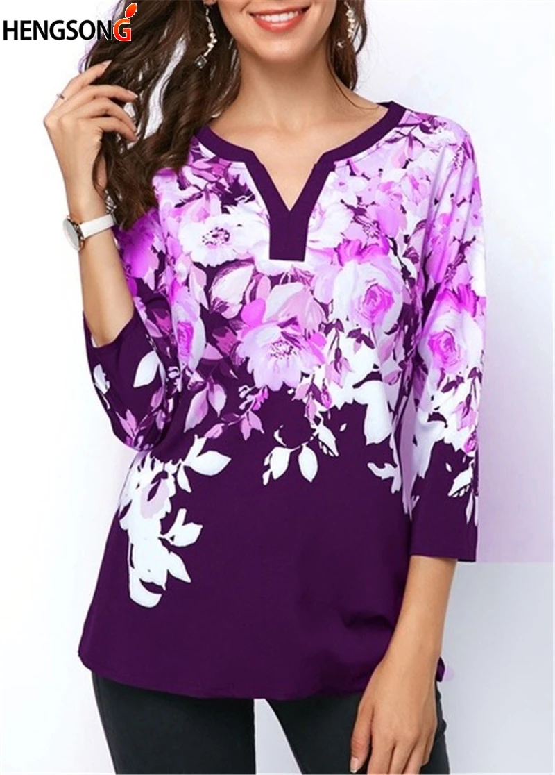 Новая женская блузка на осень и весну винтажная рубашка с v-образным вырезом