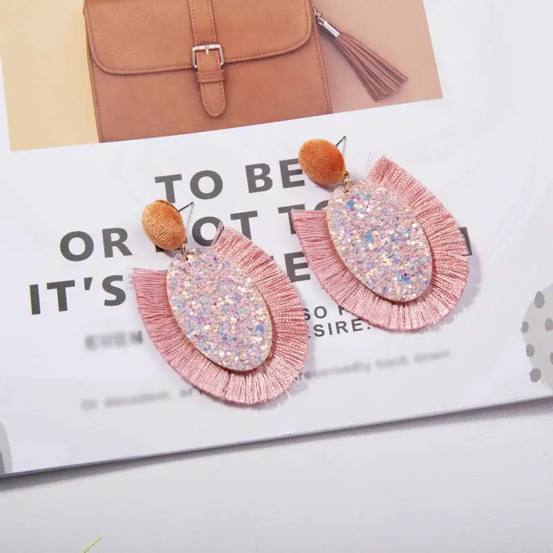 

New 1Pair Sequins Bride Exquesite Crystal Women Water Drop Round Circle Drop Earring Wedding Girls Hot Sale 19 Colors