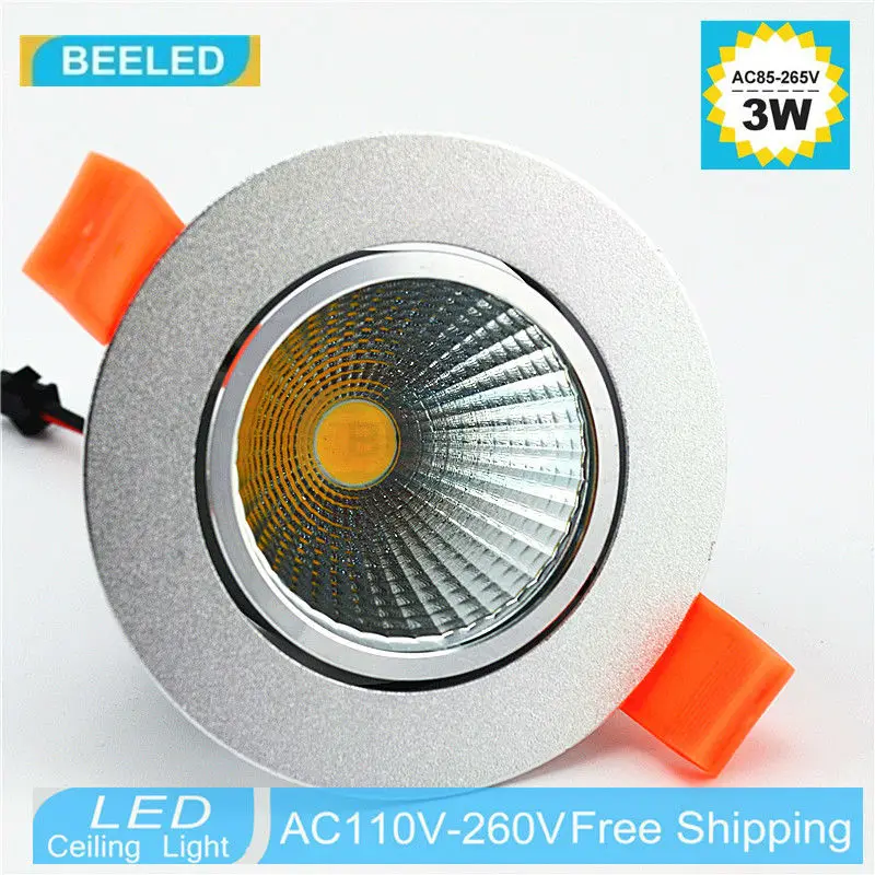 

1 X 3W 5W 7W silver aluminum body LED COB downlight Recessed LED Ceiling lights Spot Light Lamp Cool white warm white led lamp