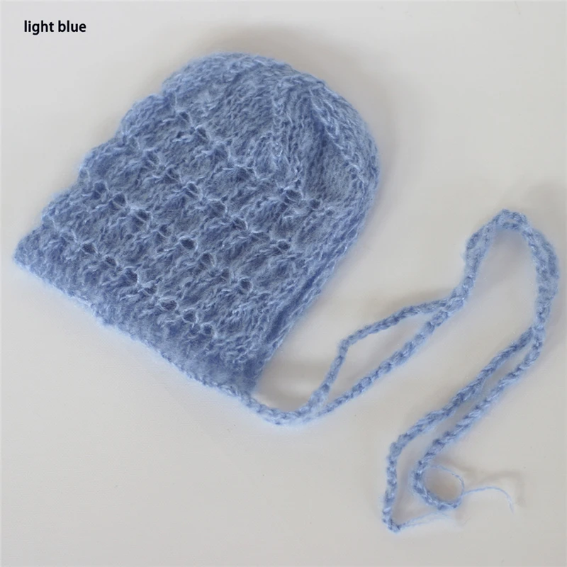Soft Mohair Newborn Baby Knitted Hat Spring Thin Infant Photography Caps Props Candy Colors Bebe Pictuers Crochet Quality | Детская