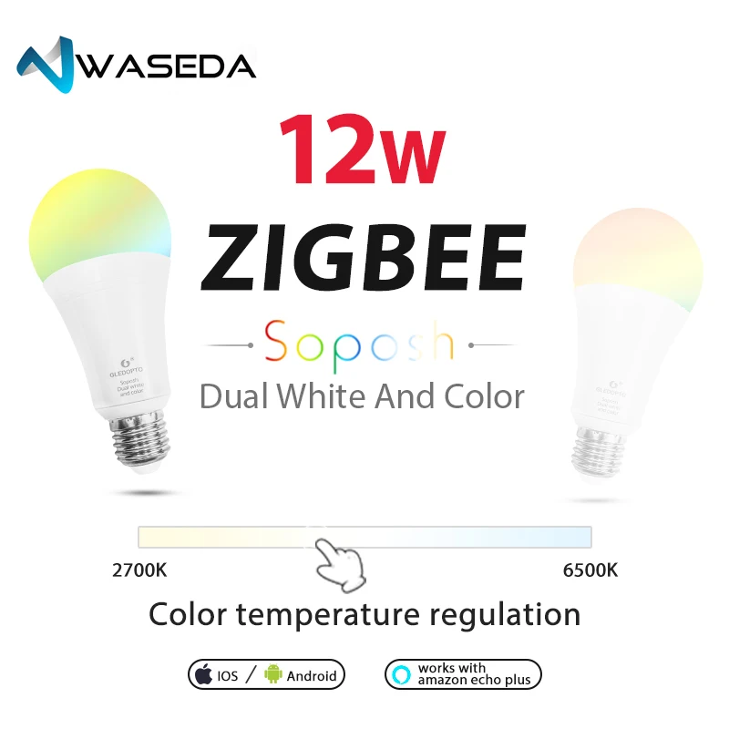 Васеда двойной RGBW 12 Вт светодиодная лампочка ZigBee RGB свет ww/cw AC100-240V ZIBEE ZLL звено