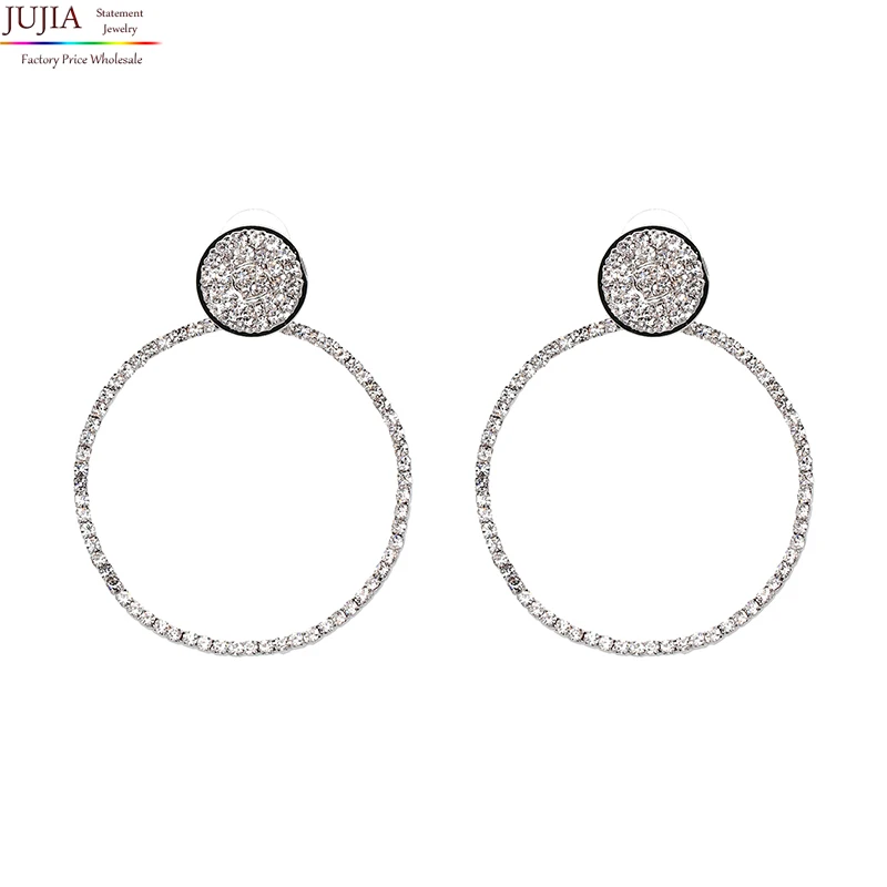 Серьги ЖУЖИА 2 цвета 5 см НОВИНКА ГОРЯЧИЙ ХИТ Женские модные серьги Новый бренд крупные круглые хрустальные серьги-каффы для женщин и девочек.