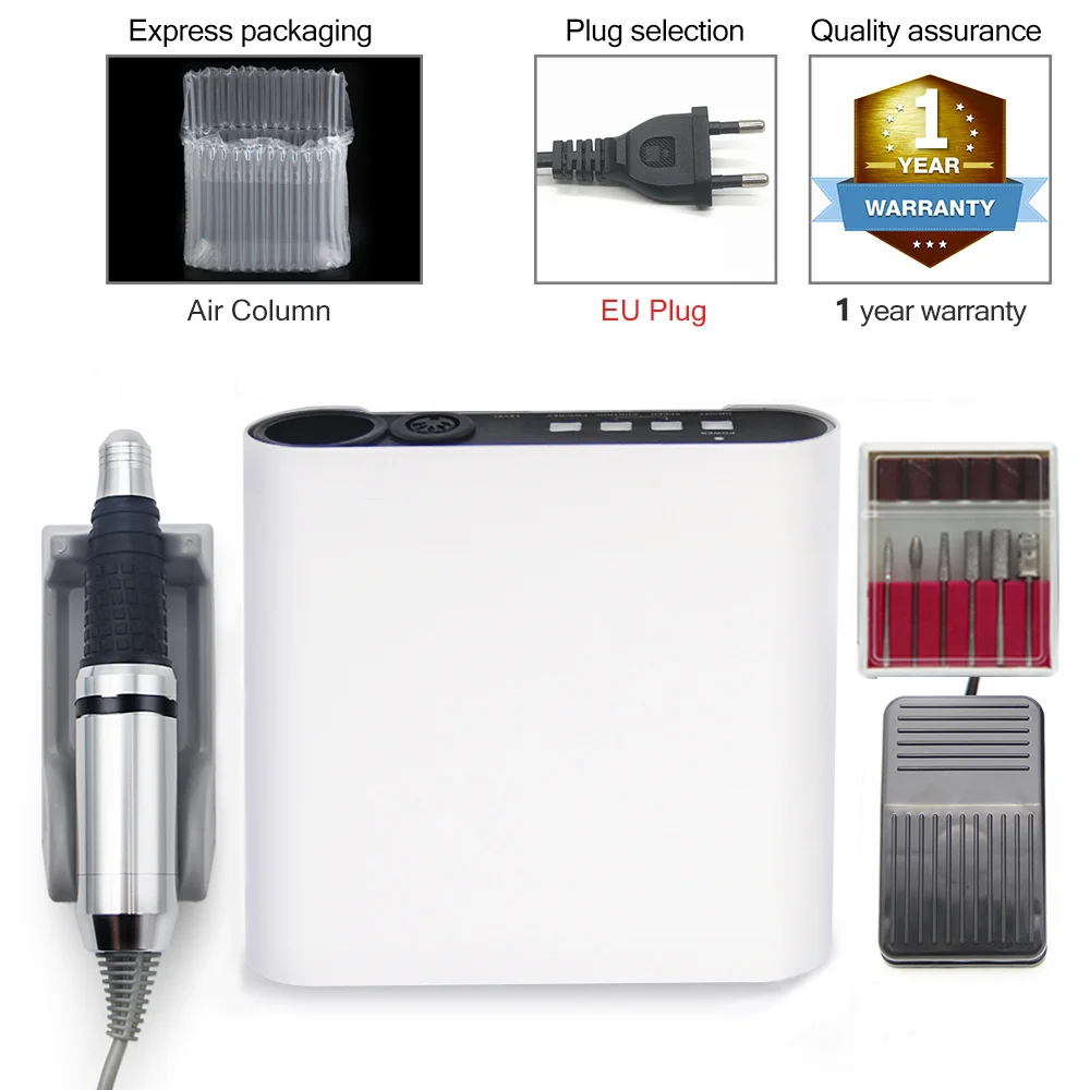 SD-10 EU Plug LKE электрическая дрель для ногтей для маникюрных фрез с 12 шт. сверло для ногтей 30000 об/мин Электрический Маникюр Педикюр аксессуары инструменты - Цвет: SD-10 EU Plug