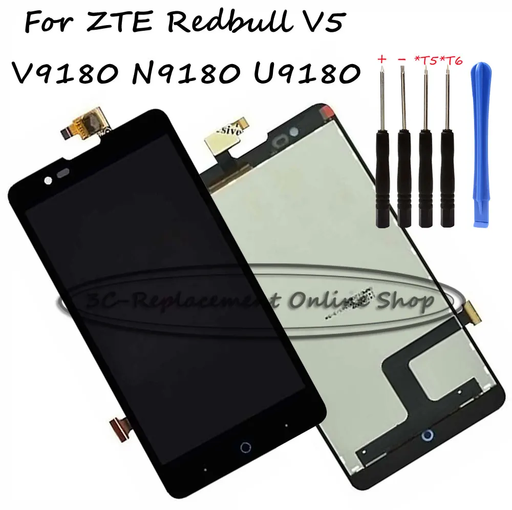 100% Тесты черного цвета для ZTE Redbull V5 V9180 N9180 U9180 / V5S N918ST ЖК-дисплей Дисплей +