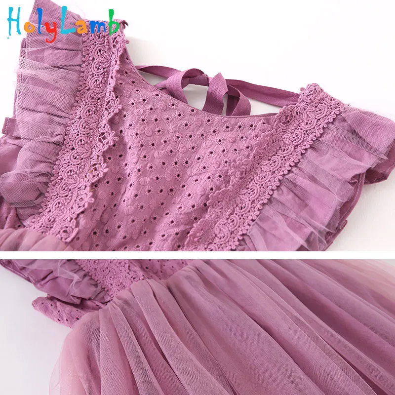 Новое летнее платье для девочек, Vestidos, платье для девочки "Принцесса"; отделка: кружево, вечерние платье короткий рукав мини платье подарок на день рождения