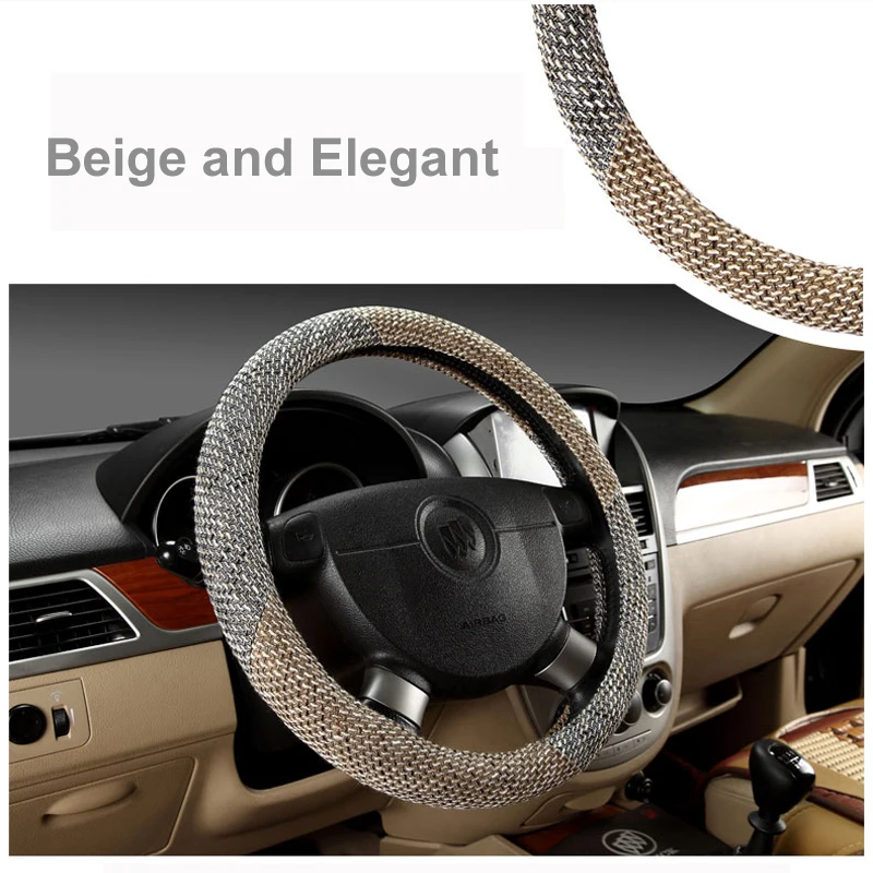

New Flax Linen Car Steering Wheel Covers 3 Colors Breathable Universal For 37-38CM Auto Steering-wheel Car-covers Free Shipping