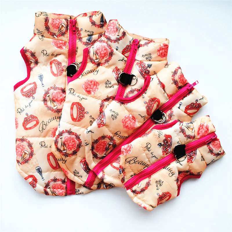 Модный жилет для собак зимняя одежда с принтом Одежда маленьких теплая куртка