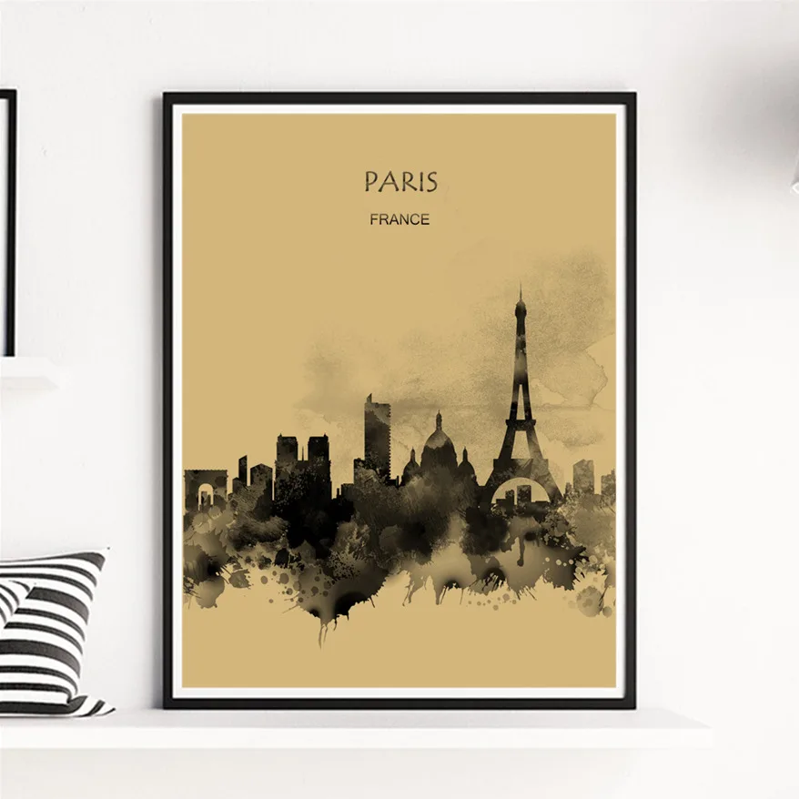 PARIS2 Современная красочная крафт-бумага, плакат для дома, гостиной, кафе, бара, паба, Декор, Художественная печать, настенная наклейка,, 42X30 см - Цвет: PARIS2