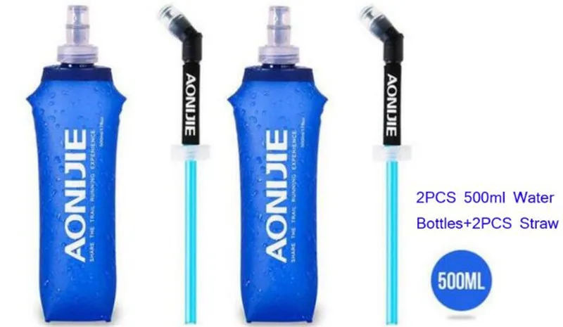 2 PCS 500ML Bottles AONIJIE 5L обновленный Женский Мужской жилет для марафона, рюкзак для велоспорта, походов, сумка для спорта на открытом воздухе, рюкзак для бега - Цвет: 2 PCS 500ML Bottles