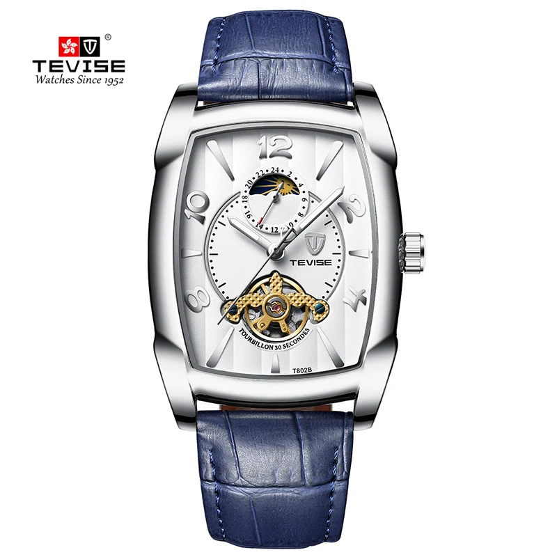 TEVISE silver blue TEVISE автоматические часы с автоподзаводом деловые часы для мужчин Элитный бренд спорт мужской наручные часы тонкие Relogio Masculino - Цвет: TEVISE silver blue