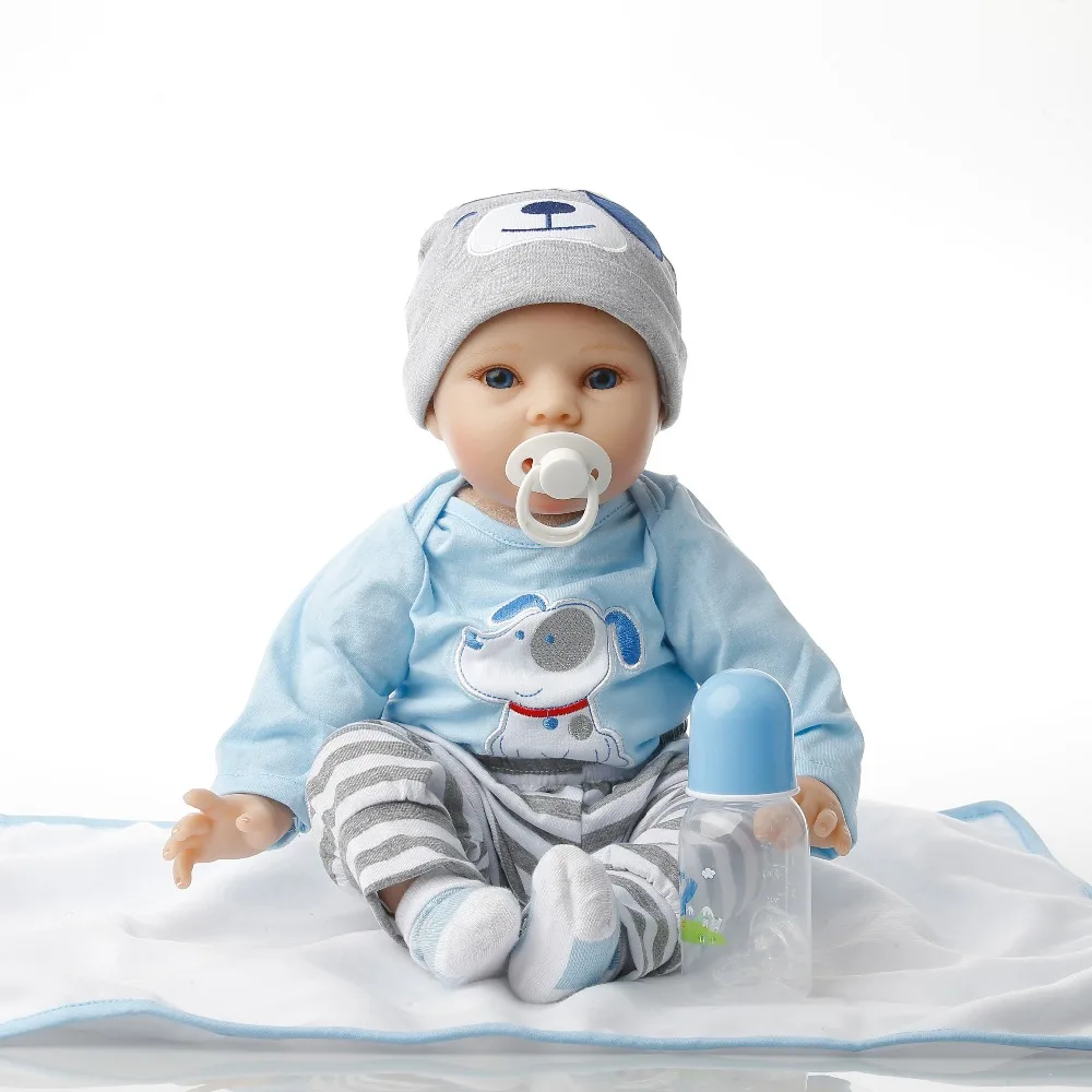 Силиконовые куклы SanyDoll baby reborn Реалистичная кукла babies для детей 22 дюйма 55 см синяя