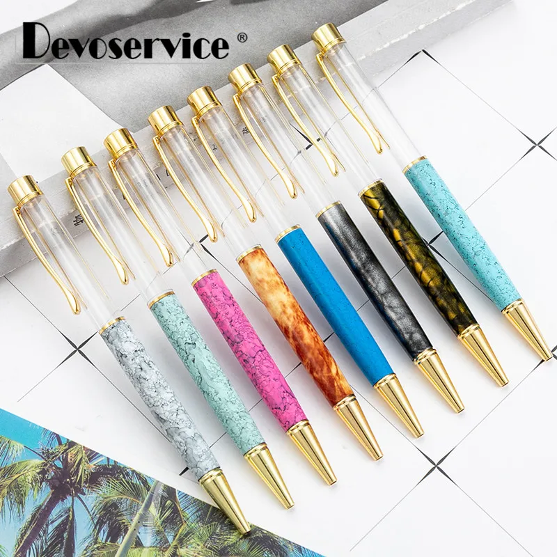 100pcs DIY Creative Hand-in-oil Empty Ballpoint Pens Color Pattern Empty Rod Ballpoint Pen Student Stationery High-end Gift Pens