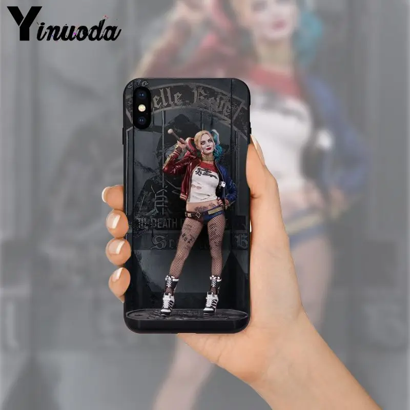 Yinuoda harley quinn TPU черный чехол для телефона оболочка Apple iPhone 8 7 6 6S Plus X XS MAX 5 5S SE XR Чехлы