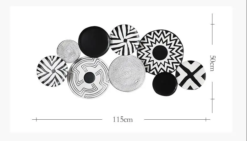 American Wrought Iron Wall Hanging Round Ornaments Crafts Decoration Home Livingroom Sofa Background Wall Sticker Metal Mural