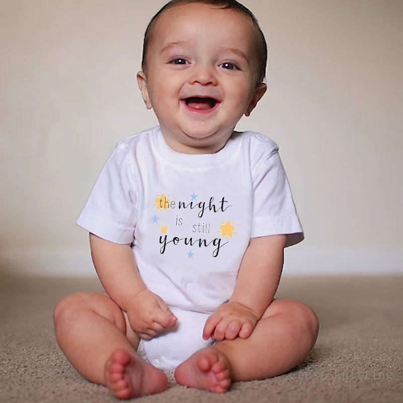 Комбинезон детский DERMSPE хлопковый с коротким рукавом буквенным принтом | Детская