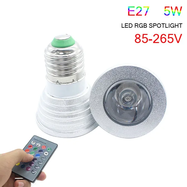E27 5W RGB Spotlight E27 E14 светодиодный 16 Цвет Изменение RGB магический светильник лампа 85-265V 110V 120V 220V RGB светодиодный светильник Точечный светильник+ ИК-пульт дистанционного управления Управление - Испускаемый цвет: E27 5W RGB Spotlight