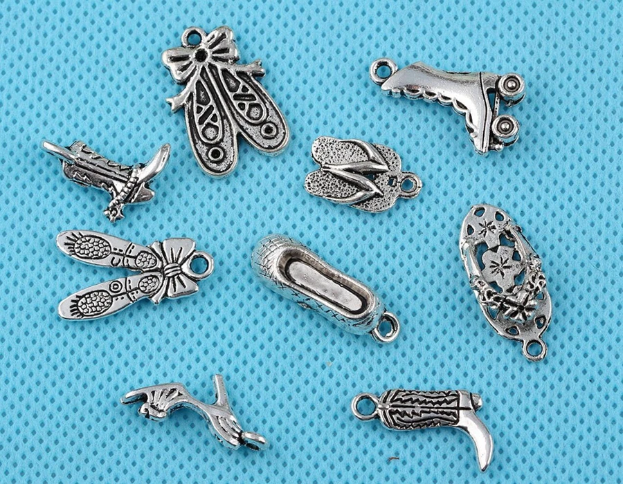 Смешанные винтажные серебряные туфли на высоком каблуке роликовые коньки