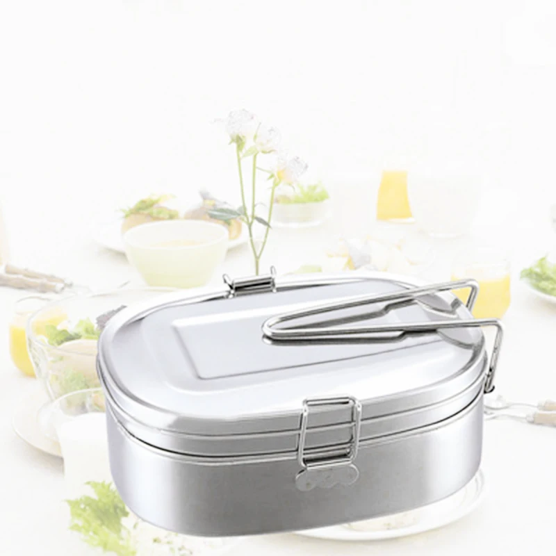 Нержавеющая сталь Портативный Ланч-бокс Bento контейнер для еды пикника Кемпинг