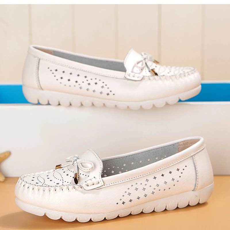 Женская обувь на плоской подошве женская из натуральной кожи балетки с вырезами