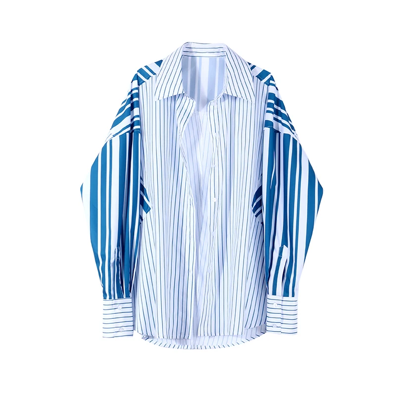 Summer New Striped Shirt Women Cotton Europe Fashion Blouses and Tops Female Long-sleeved Casual Women Clothing
