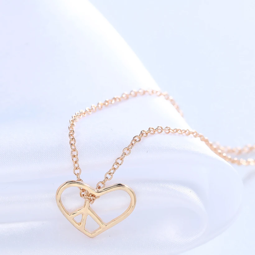 Горячие Продажи 30 ШТ. оптовая продажа на Открытом Сердце Ожерелье Мир Знак Любовь