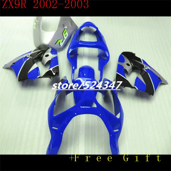 

Пользовательские мотоцикл три бесплатно для ниндзя ZX9R kawasaki Ninja 2002 2003 ZX9R сине-черные чернила черные barca первые Обтекатели секций