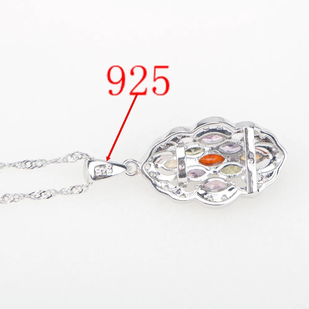 Серебряный 925 Ювелирный Набор для женщин, свадебные украшения, красочные циркониевые ожерелья, серьги, кольца, набор Nereids, коробка