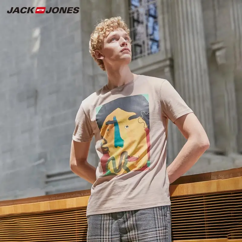 JackJones Мужская футболка с короткими рукавами из 100% хлопка E | 219101509 одежда