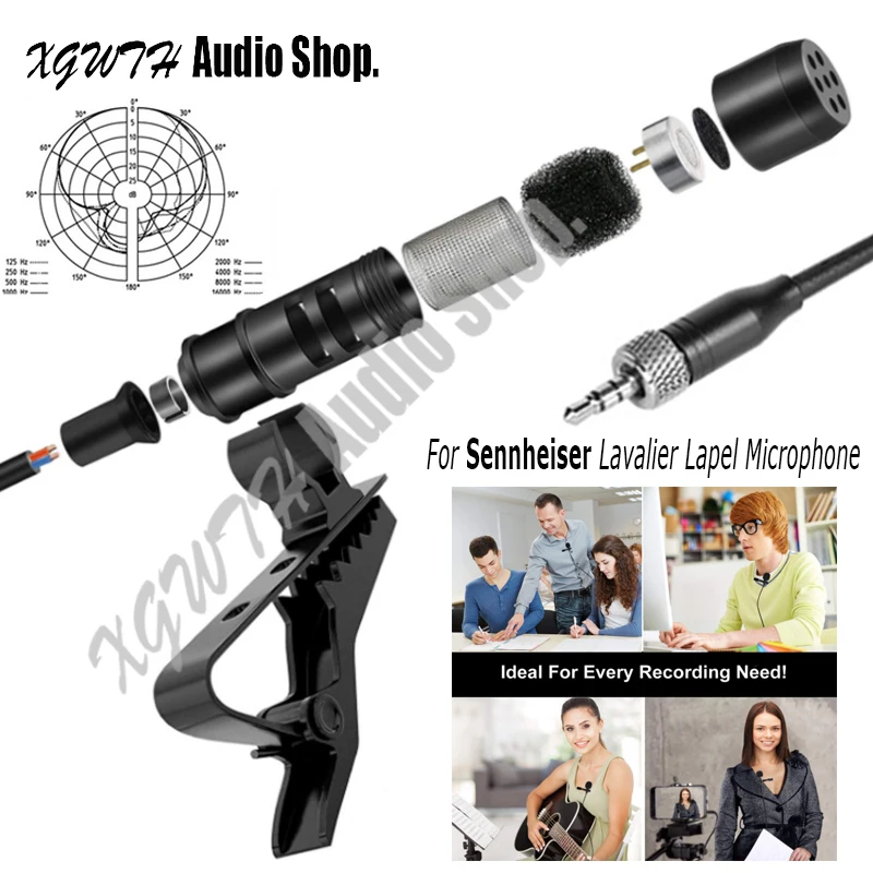 Кардиоидный конденсаторный микрофон Sennheiser Lavalier беспроводной с зажимом и