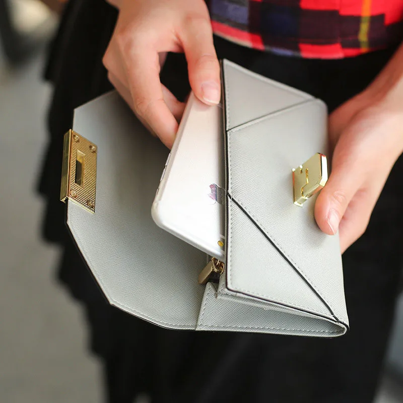 Женский Длинный кошелек кожаный повседневный с геометрическим узором и