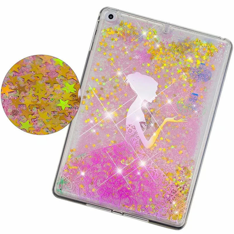 Чехол накладка из мягкого ТПУ с зыбучим песком и единорогом для iPad Air 1 2 9 7 2017 2018