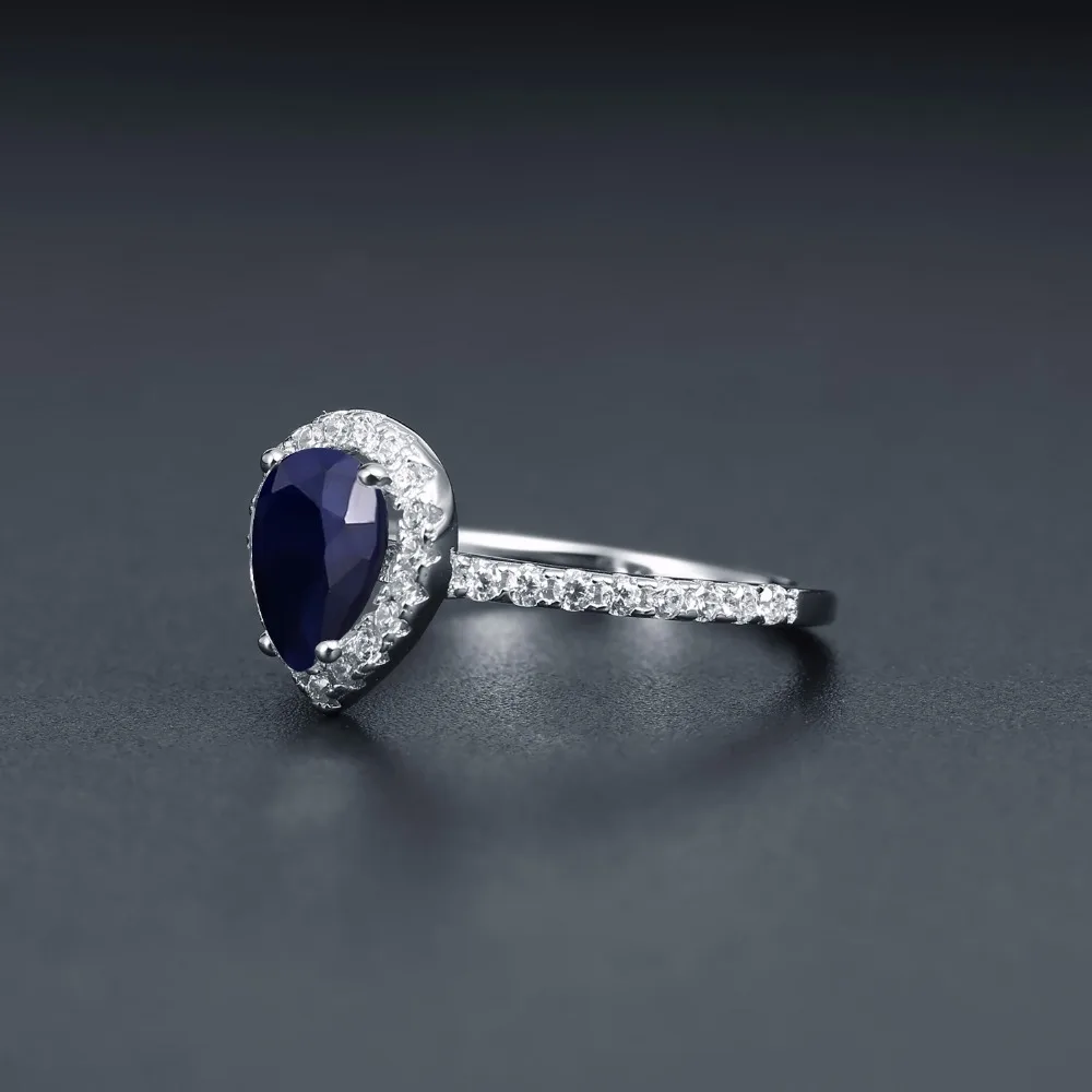 Gem's Ballet 1.29Ct натуральное синее сапфировое кольцо из драгоценных камней для женщин 925 пробы серебряные классические обручальные кольца ювелирные украшения