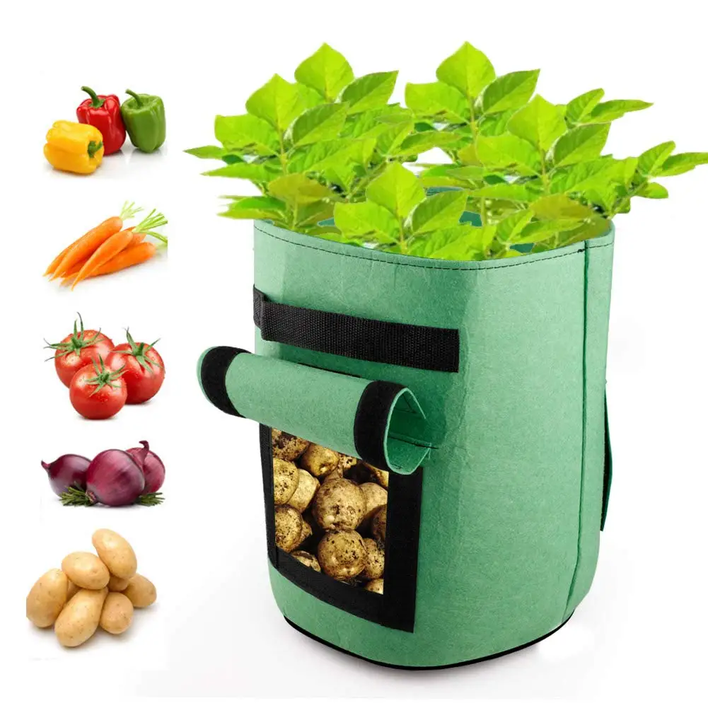 10/7 Gallon Potato Grow Bag Double Door Pot Nonwoven Environmentally Friendly Indoor Outdoor Plant Bag