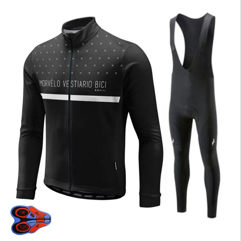 9D гелевая накладка 2018 Pro team Morvelo Длинные рукава Велоспорт Джерси комплект с