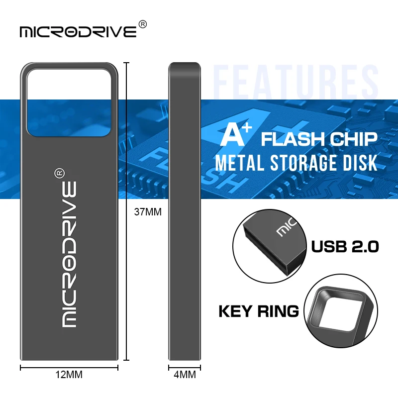 Серебристый/черный металлический флеш накопитель 16 ГБ 32 мини usb 64 128 2 0 брелок