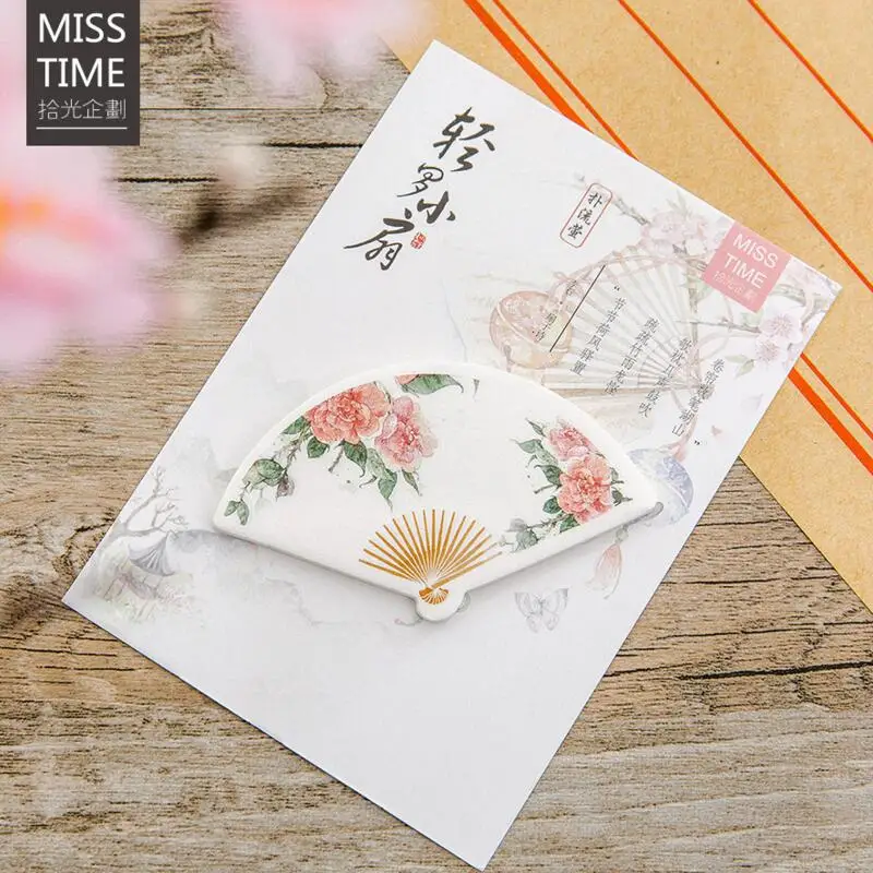 4 шт. креативный японский веер форма липкий блокнот наклейка для офисного