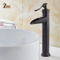zgrk bathroom black faucet brass black taps for basin waterfall bathroom faucets deck mounted hand wash faucet high quality