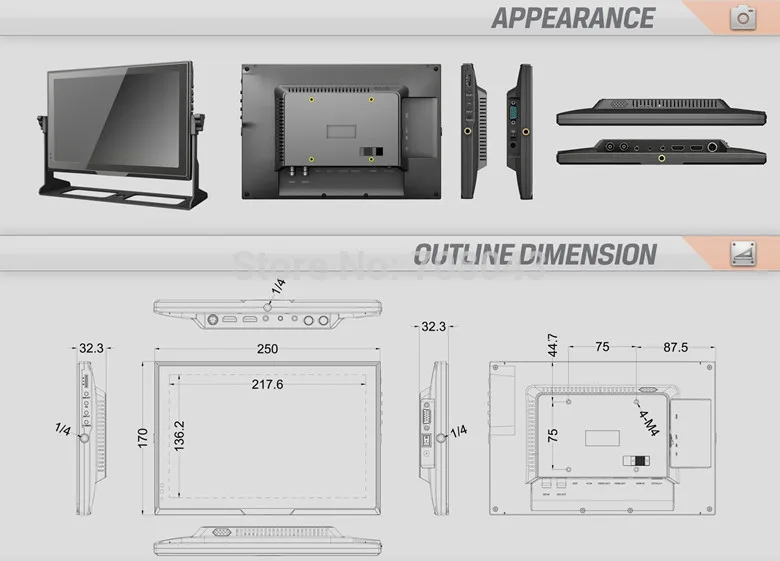 Lilliput FA1014/S 10 дюймов 16:9 HD-SDI монитор с HDMI, VGA, AV+ 7 дюймов Magic Arm+ V-mount battery plate