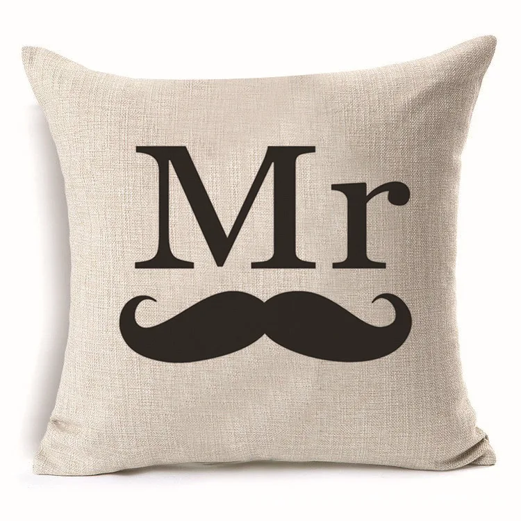 40246-19 45*45 см из хлопка и льна Подушка с наволочкой «Love» Mr Mrs с узором в виде сердца; улицы декоративная подушка Автомобильная домашний диван декоративная наволочка мультипликационным мотивом 40247 - Цвет: 40246-19