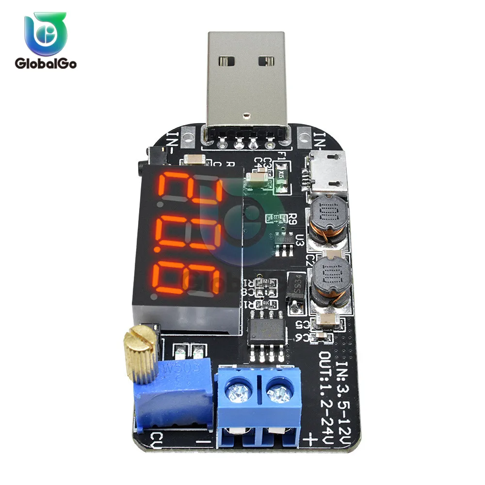 Цифровой USB Регулируемый Модуль ускорения понижающий/понижающий источник питания ток напряжение Регулятор модуль конвертер 5 В до 1-24 В