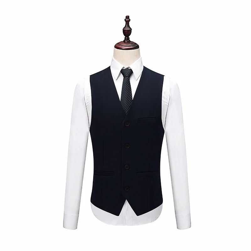 Plus Size Jacket+Pant+Vest Men Suit Brand New Deep Blue Dress Suits For Business Formal Wear Wedding Clothes 2018 | Мужская одежда