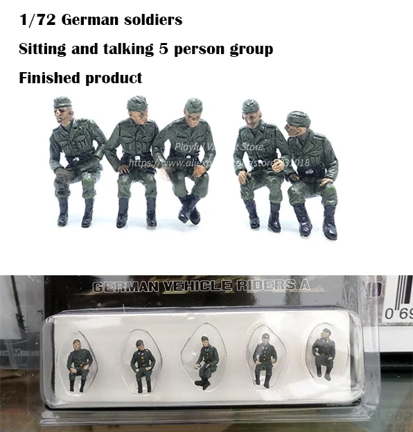1/72 немецкие солдаты сидящие и говорящие 5 человек группа готовой продукции Военная сцена модель коллокации