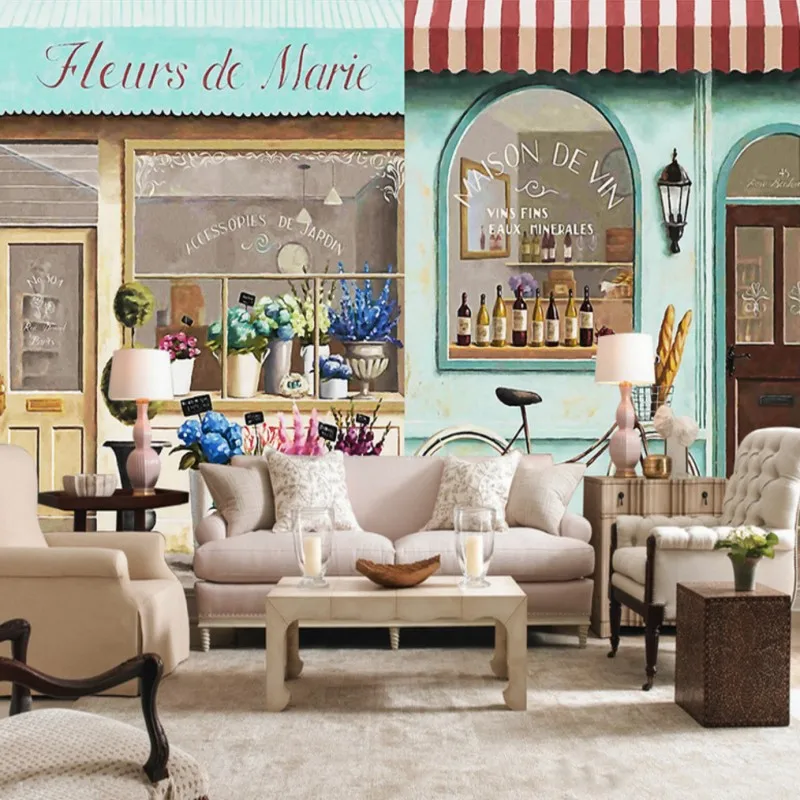 Пользовательские 3d обои Париж Кофейня уличный вид спальня торговый центр кафе