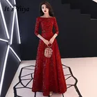 Женское вечернее платье с блестками It's YiiYa, винтажное длинное платье с круглым вырезом, рукавом до локтя и блестками, модель E091, 2019