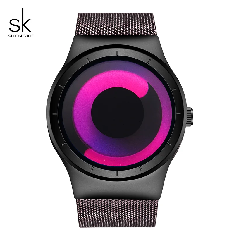 Purple black Purple Shengke Роскошные Кварцевые часы для женщин черный силиконовый ремешок спортивные часы Reloj Mujer Топ бренд SK креативные женские часы - Цвет: Purple black Purple