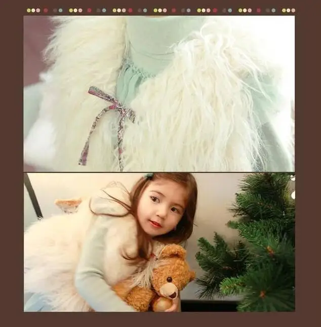 Милый жилет для девочек Меховой теплые жилеты пальто без рукавов детская верхняя