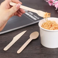 disposable cutlery wood knife scoop main fork food grade dinnerware mini food knife cake dessert tableware takeout tool 100pcs
