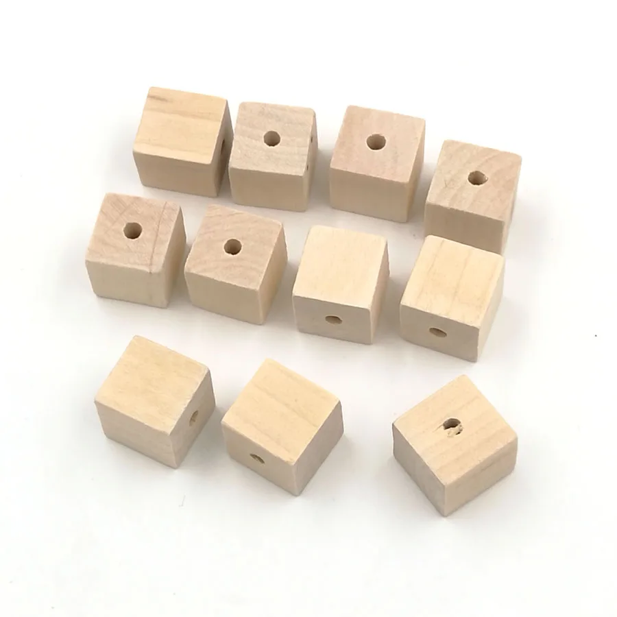 

30PCS Ecofriendly square cube beads Unfinished Natural 20mm Wood Beads tube, DIY unfinished beading EA08